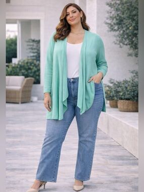 J.Jill Mint Green Open Cardigan Plus Size Lightweight Soft Luxe Layer